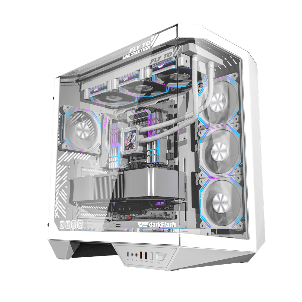 Darkflash Computer Case DY470 White with 4 DM8 Fan