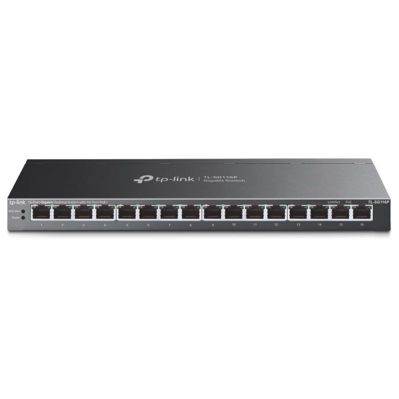 TP-LINK 16-Port Gigabit Desktop Switch with 16-Port PoE+ (TL-SG116P)