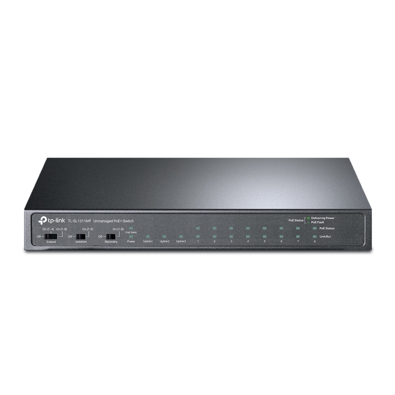 TP-LINK 8-Port 10/100Mbps + 3-Port Gigabit Desktop Switch with 8-Port PoE+ (TL-SL1311MP)