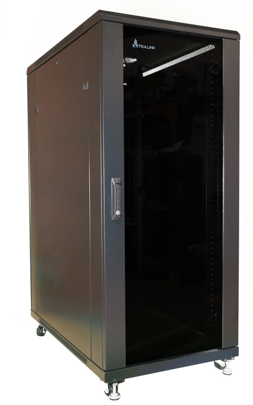 EXTRALINK 32U 800X800 pastatoma komutacinė spinta, juodos spalvos (EL-RMC-32U-2)