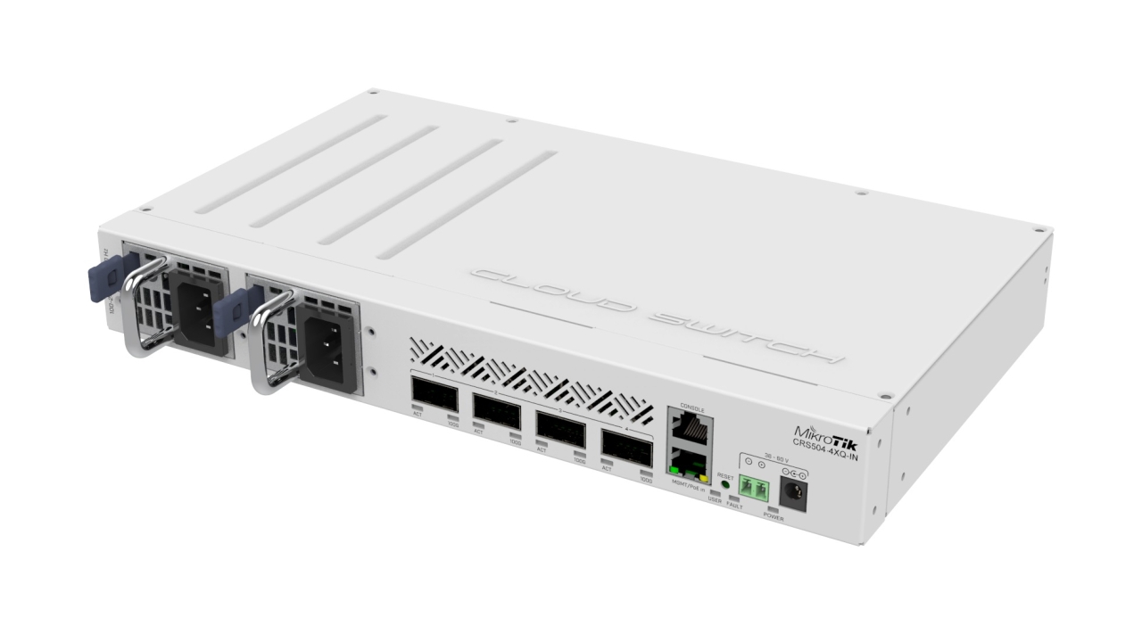 MIKROTIK Valdomas 100G Komutatorius Cloud Router Switch (CRS504-4XQ-IN)