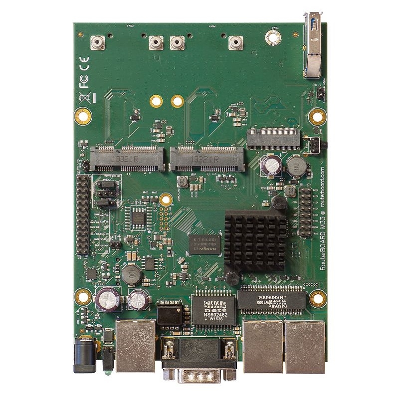 MIKROTIK Galingas „OEM RouterBOARD“ su trim Gigabito LAN ir dviem „miniPCIe“ lizdais (RBM33G)