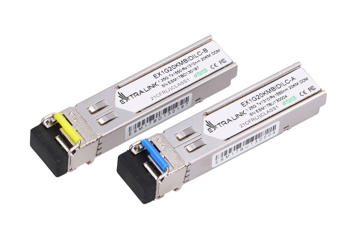 EXTRALINK SFP modulis 1.25G WDM 1310/1550NM SM LC DDM, 2 vnt (EL-SFP-SM-1G)