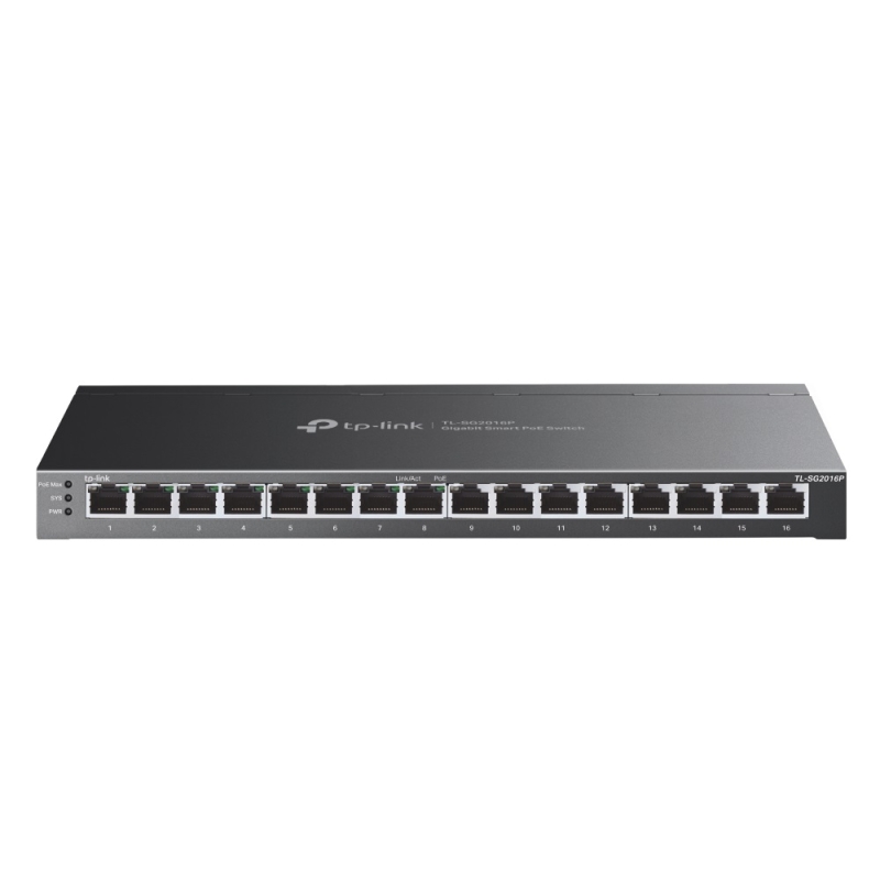 TP-LINK JetStream 16-Port Gigabit Smart Switch with 8-Port PoE+ (TL-SG2016P)