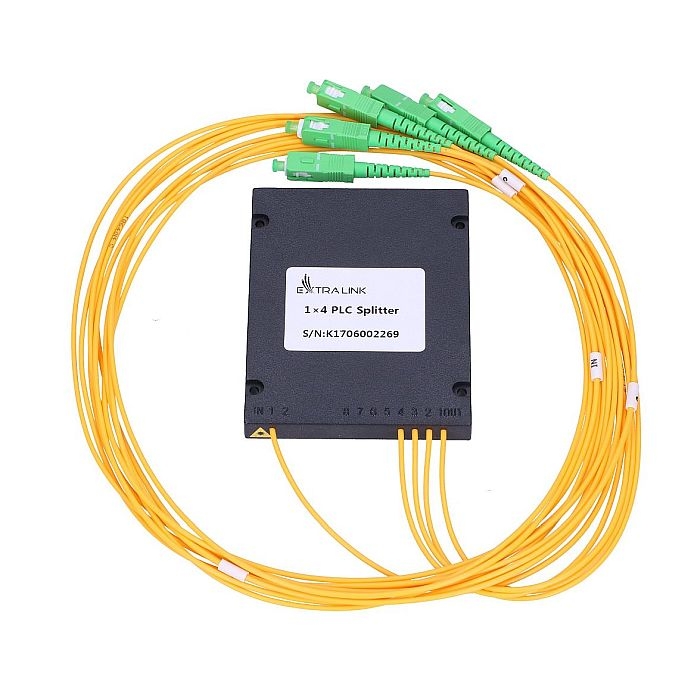 EXTRALINK 1:4 PLC Optinis daliklisSC/APC 2.0MM 1.5M G657A ABS modulis(EL-SCAPC-SPLT-1-4ABS)