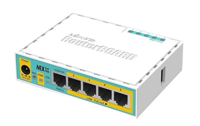 MIKROTIK RouterBOARD hEX POE Lite (RB750UPr2) (RouterOS lygis 4)