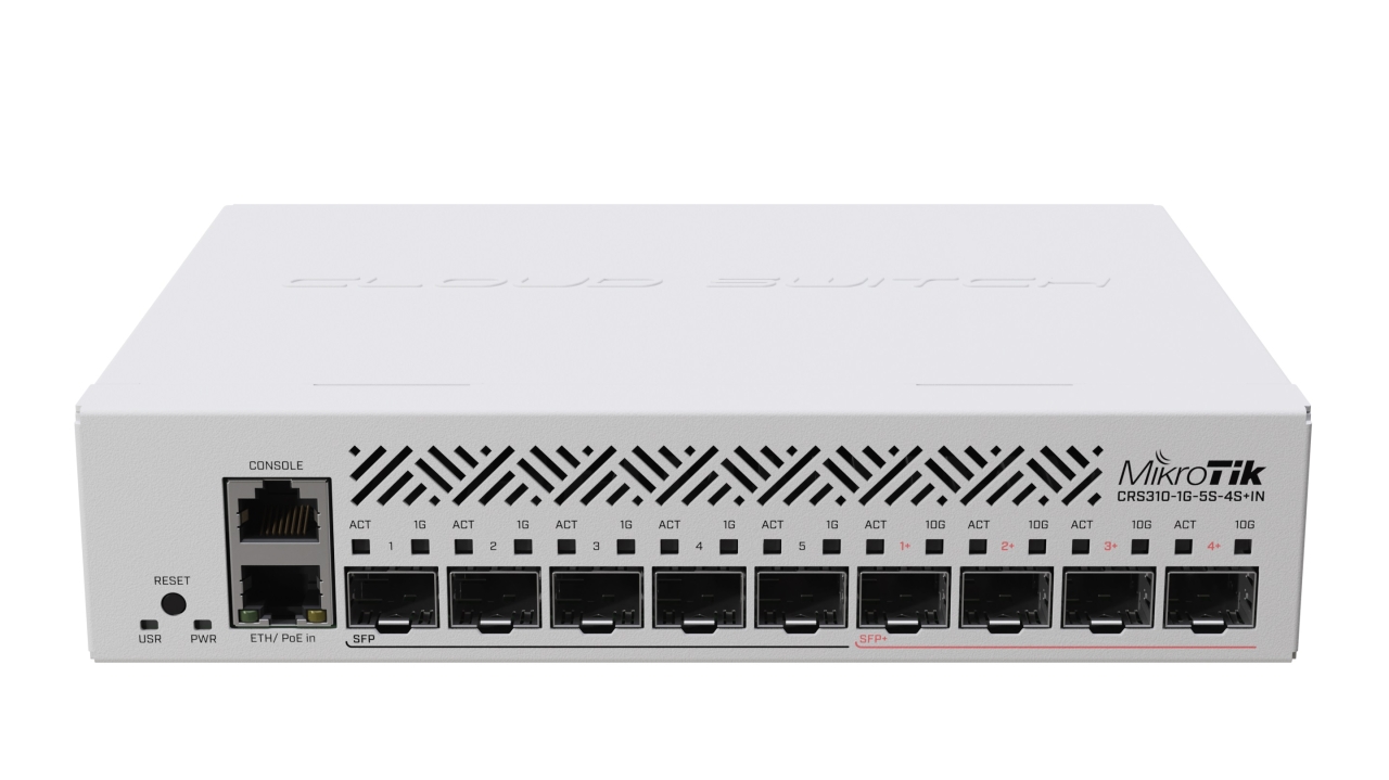 MIKROTIK Valdomas Šviesolaidžio Komutatorius Cloud Router Switch (CRS310-1G-5S-4S+IN)