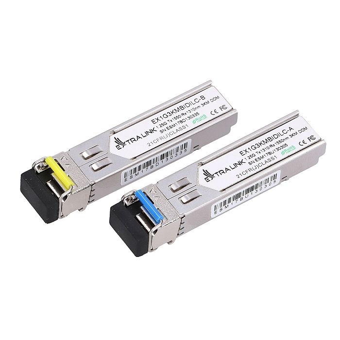 EXTRALINK SFP moduliai 1.25G WDM 1310/1550NM SM 3KM LC (pora) (EL-SFP-SM-1G-3KM-PR)