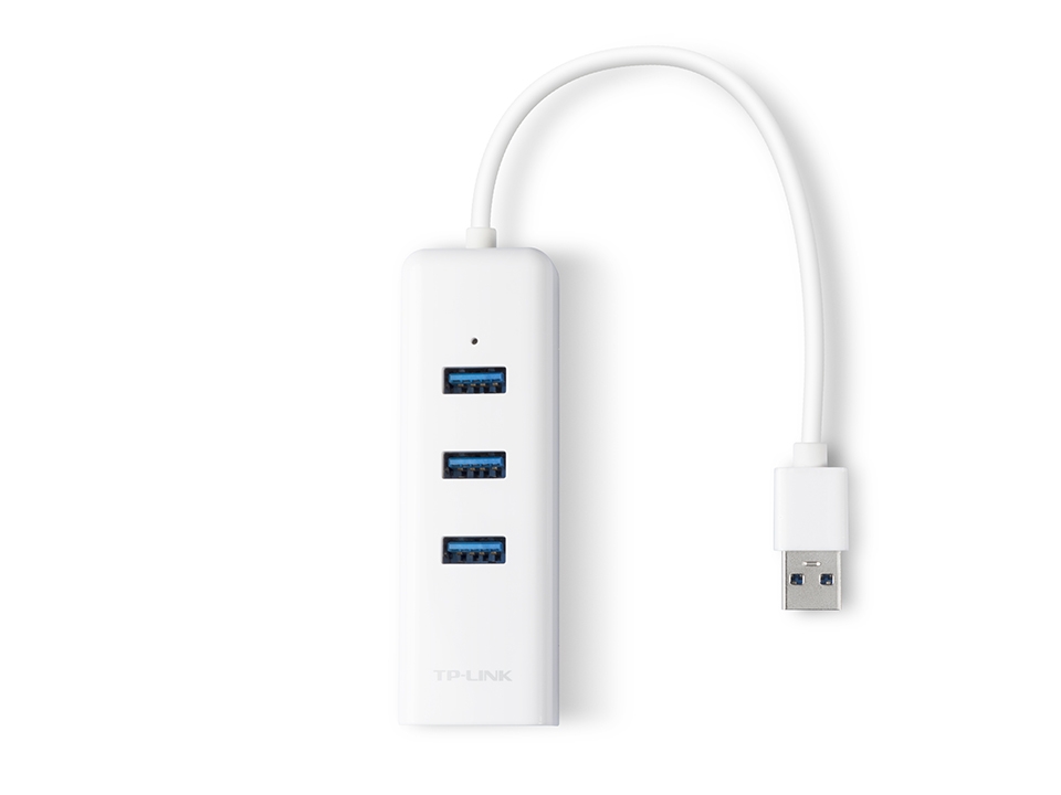 TP-LINK du-viename USB 3.0 3-juntis Hub & Gigabit Ethernet Adapteris (UE330)