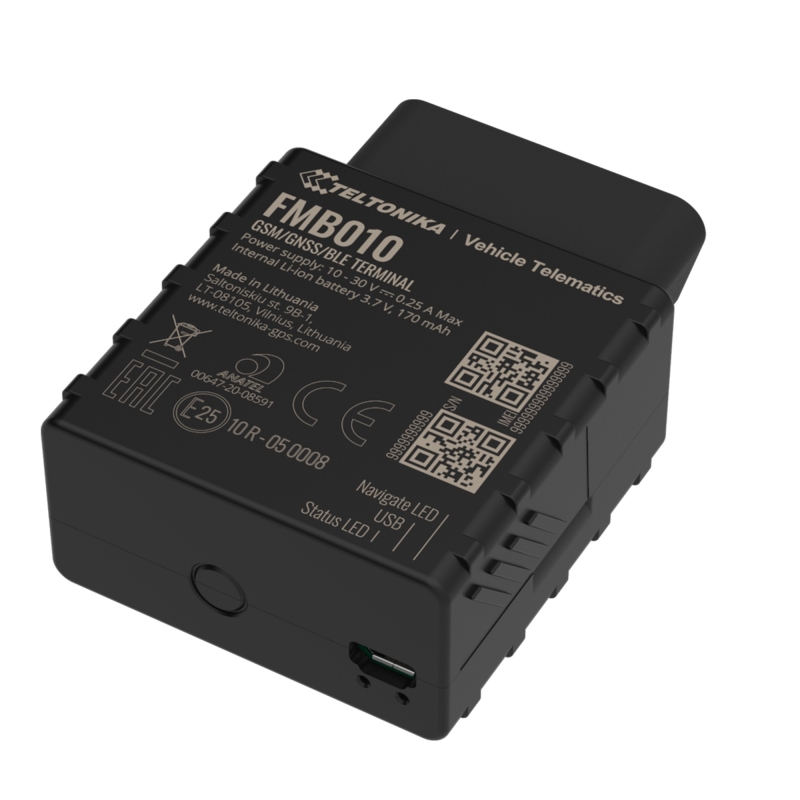 TELTONIKA 2G, OBDII „Plug & Play“ tipo sekimo įrenginys su atsargine baterija ir su GNSS, GSM, Bluetooth ryšio galimybėmis (FMB010)