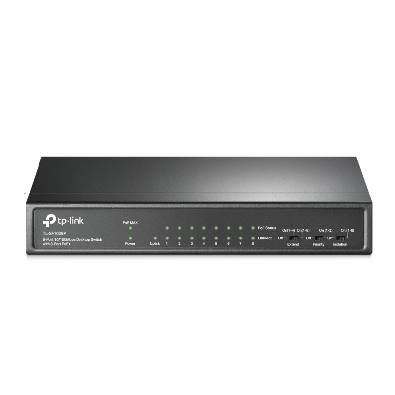 TP-LINK 9-Port 10/100Mbps Desktop Switch with 8-Port PoE+ (TL-SF1009P)