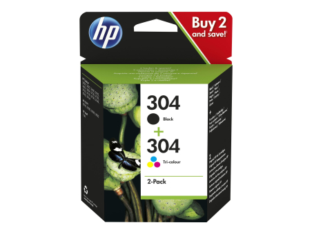 HP 304 2-Pack Black/Tri-color Ink Cartri|3JB05AE