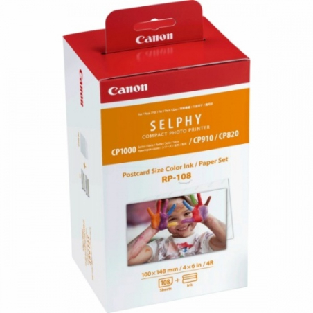 Canon Color Ink/Paper Set for SELPHY CP1300 Printer | RP-108|8568B001