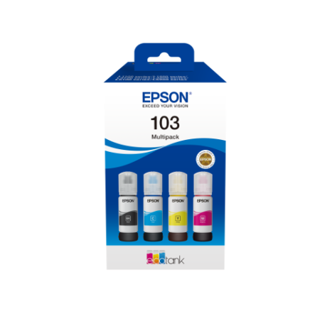 Epson 103 EcoTank | Ink Cartridge | Black, Cyan, Magenta, Yellow|C13T00S64A