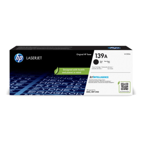 HP 139A Black Toner Cartridge, 1500 pages, for HP LaserJet Pro 3002, 3102|W1390A