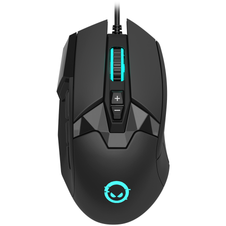 LORGAR Stricter 579, gaming mouse, 9 programmable buttons, Pixart PMW3336 sensor, DPI up to 12 000, 50 million clicks buttons lifespan, 2 switches, built-in display, 1.8m USB soft silicone cable, Matt UV coating with glossy parts and RGB lights with 4 LED|LRG-GMS579