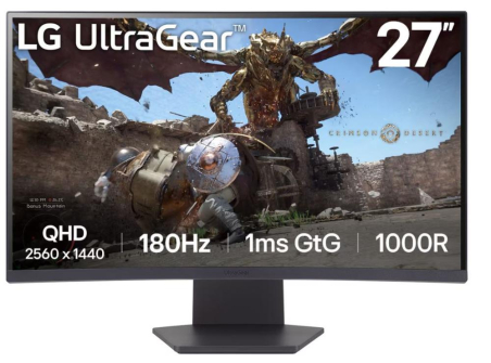 LCD Monitor|LG|27GS60QC-B|27"|Gaming/Curved|Panel VA|2560x1440|16:9|180 Hz|Matte|1 ms|Tilt|Colour Black|27GS60QC-B|27GS60QC-B