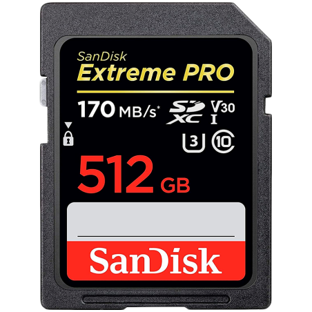 SanDisk Extreme 512GB SDXC Memory Card + 1 year RescuePRO Deluxe up to 180MB/s & 130MB/s Read/Write speeds, UHS-I, Class 10, U3, V30|SDSDXVV-512G-GNCIN