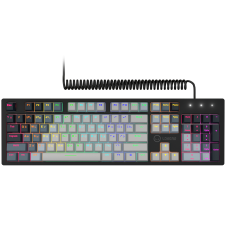 LORGAR Azar 514, Wired mechanical gaming keyboard, RGB backlight, 1680000 colour variations, 18 modes, keys number: 104, 50M clicks, linear dream switches, spring cable up to 3.4m, ABS plastic+metal, magnetic cover, 450*136*39mm, 1.17kg, white, EN+RU layo|LRG-GK514W-RU