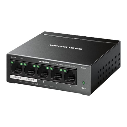 Mercusys 5-Port Gigabit Desktop Switch with  4-Port PoE+ | Mercusys|MS105GP