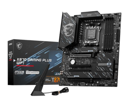 MSI X870 GAMING PLUS WIFI | Processor family AMD | Processor socket AM5 | DDR5 | Supported hard disk drive interfaces SATA, M.2 | Number of SATA connectors 4|X870 GAMING PLUS WIFI