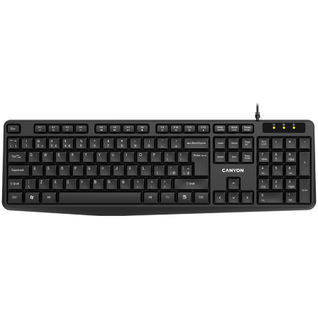 CANYON Wired Keyboard, 104 keys, USB2.0, Black, cable length 1.8m, 443*145*24mm, 0.37kg, Cyrillic|CNE-CKEY01-RU