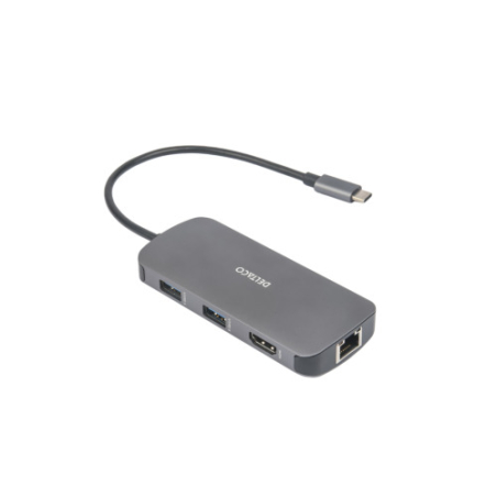 USB-C jungčių stotelė DELTACO, 1x HDMI/RJ45/SD/mSD, 3x USB-A / USBC-HDMI26 / 1902421 |USBC-HDMI26