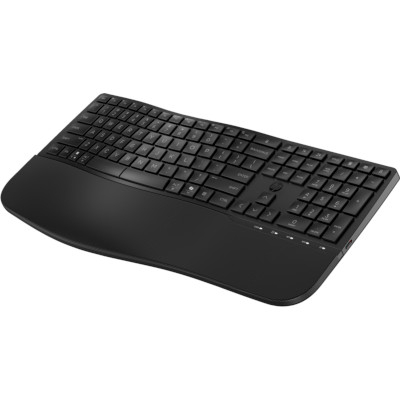 HP 685 Comfort Wireless Bluetooth Wave-Like Keyboard w/Palm Rest - Dual Mode, Sanitizable, Programmable, Adjustable Angles, Tilt - Black - US ENG|8T6L9UT#ABB