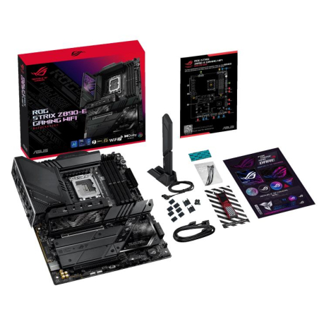 Mainboard|ASUS|Intel Z890|LGA1851|ATX|Memory DDR5|Memory slots 4|1xPCI-Express 4.0 16x|1xPCI-Express 5.0 16x|7xM.2|1xHDMI|1xDisplayPort|1xAudio-In|1xAudio-Out|3xUSB 3.0|7xUSB 3.1|2xUSB-C|2xUSB-C w/Thunderbolt|1xOptical S/PDIF|1xRJ45|ROGSTRIXZ890-EGAMWIFI|ROG STRIX Z890-E GAMING WIFI