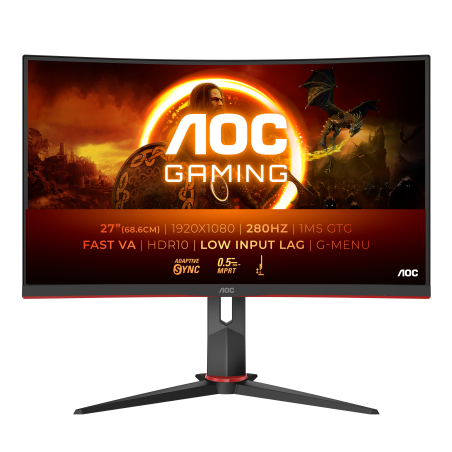 AOC C27G2Z3/BK | 27 " | VA | FHD | 16:9 | 280 Hz | 1 ms | 1920 x 1080 pixels | 300 cd/m² | HDMI ports quantity 2 | Warranty 36 month(s)|C27G2Z3/BK