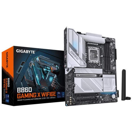 Mainboard|GIGABYTE|Intel B860 Express|LGA1851|ATX|Memory DDR5|Memory slots 4|1xPCI-Express 16x|2xM.2|1xHDMI|1xDisplayPort|1xAudio-In|1xAudio-Out|1xMicrophone|5xUSB 2.0|3xUSB 3.2|1xUSB-C|1xRJ45|B860GAMINGXWIFI6E1.0|B860 GAMING X WIFI6E 1.0