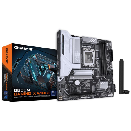 Mainboard|GIGABYTE|Intel B860 Express|LGA1851|Micro-ATX|Memory DDR5|Memory slots 4|2xPCI-Express 16x|2xM.2|1xHDMI|1xDisplayPort|1xAudio-In|1xAudio-Out|1xMicrophone|5xUSB 2.0|3xUSB 3.2|1xUSB-C|1xRJ45|B860MGAMINGXWIFI6E1.0|B860M GAMING X WIFI6E 1.0