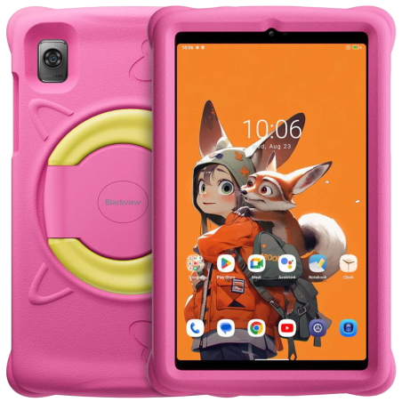 Blackview Tab 60 Kids, 8.68inch WXGA+ 800*1340, T606 Octa-core 1.6GHz, Front 5MP; Rear 8MP camera, memory 4GB/128GB, 6050mAh battery, Android 13, Support Dual SIM card, 802.11 a/b/g/n/ac(2.4/5GHz),Pink|BVTAB60_KIDS-P