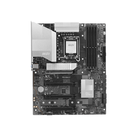 MSI PRO B860-P | Processor family Intel | Processor socket LGA1851 | DDR5 | Supported hard disk drive interfaces SATA, M.2 | Number of SATA connectors 4|PRO B860-P