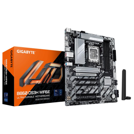 Mainboard|GIGABYTE|Intel B860 Express|LGA1851|ATX|Memory DDR5|5xPCI-Express 16x|2xM.2|1xHDMI|1xDisplayPort|1xAudio-In|1xAudio-Out|1xMicrophone|1xUSB 2.0|1xUSB 3.2|1xUSB-C|1xPS/2|1xRJ45|B860DS3HWIFI6E1.0|B860 DS3H WIFI6E 1.0