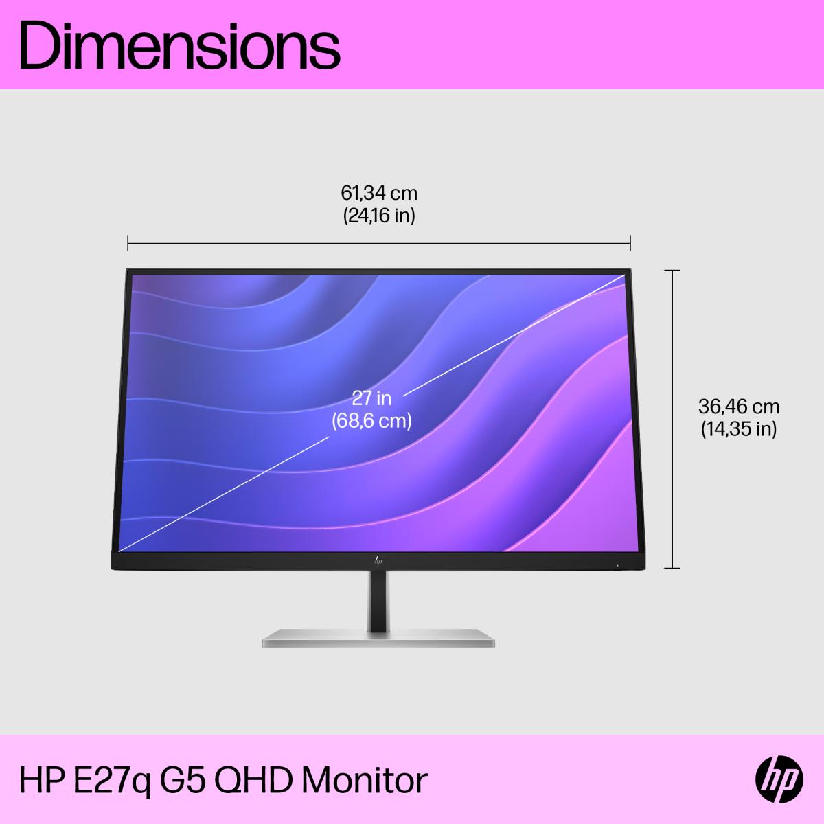 HP E27q G5 68,6 cm (27&#x201D;) Quad HD (2560x1440) 350 nits IPS monitorius