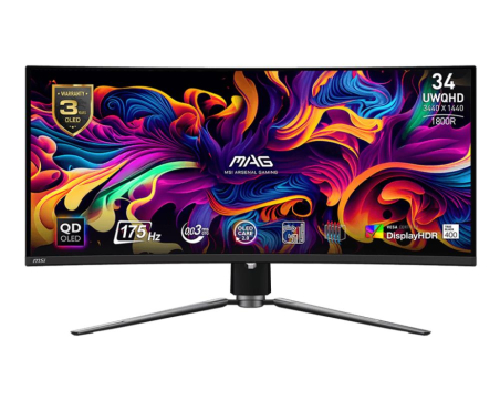 LCD Monitor|MSI|34"|Curved/21 : 9|Panel QD-OLED|3440x1440|21:9|175Hz|Matte|0.03 ms|Swivel|Height adjustable|Tilt|Colour Black|MAG341CQPQD-OLED|MAG341CQPQD-OLED