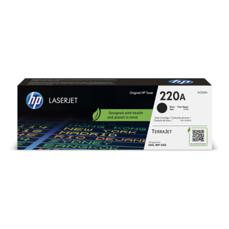 HP 220A Black Laser Toner Cartridge, 2000 pages, for HP LaserJet Pro 4302fdn|W2200A