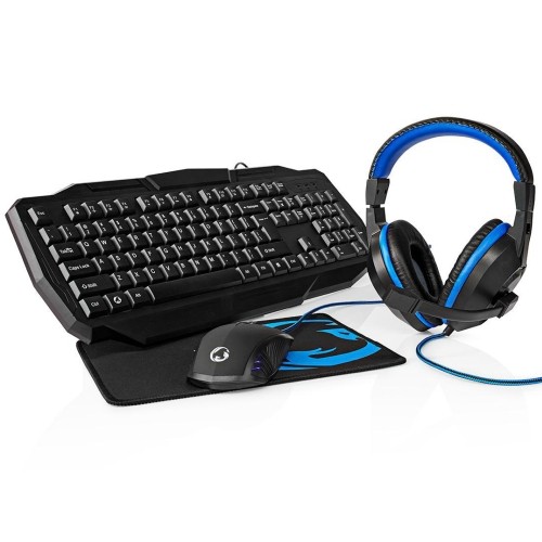 "Nedis GCK41100BKUS Gaming Combo Kit 4-in-1" (klaviatūra, ausinės, pelė ir pelės kilimėlis)