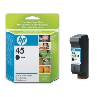 HP 45 Black Ink Cartridge, 830 pages, for HP DeskJet 850, 970Cxi, 1100, 1200, 1600, 6122, 6127|51645AE