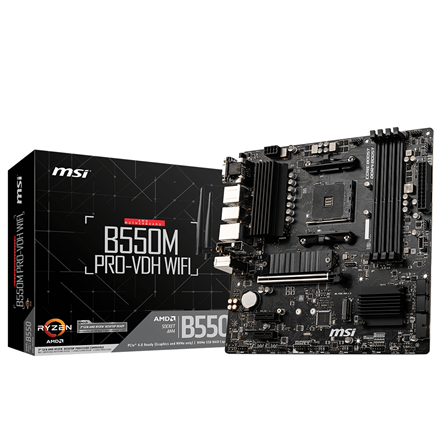 MSI | B550M PRO-VDH WIFI | Processor family AMD | Processor socket AM4 | DDR4 | Memory slots 4 | Chipset AMD B | Micro ATX|B550M PRO-VDH WIFI