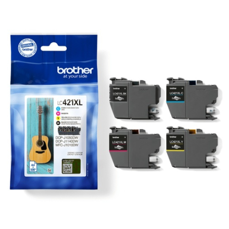 Brother LC421XLVAL Ink Cartridge Multipack | Brother Brother LC | LC421XLVAL | Brother LC421XL - 4-pack - XL - black, yellow, cyan, magenta - original - ink cartridge | Ink cartridge | Black, yellow, cyan, magenta|LC421XLVAL
