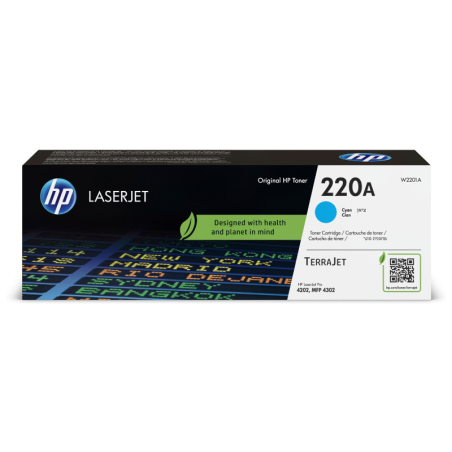 HP 220A Cyan Laser Toner Cartridge, 1800 pages, for HP LaserJet Pro 4302fdn|W2201A