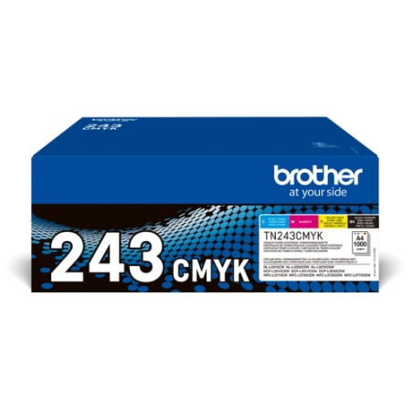 Brother TN-243CMYK, Toner Value Pack | Brother TN243CMYK | Brother TN243CMYK Value Pack - 4-pack - black, yellow, cyan, magenta - original - toner cartridge | Toner cartridge | Black, yellow, cyan, magenta|TN243CMYK
