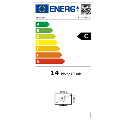 Samsung LS27D402GAUXEN | 27 " | IPS | 16:9 | 100 Hz | 5 ms | 1920 x 1080 pixels | 250 cd/m² | HDMI ports quantity 2 | Black|LS27D402GAUXEN