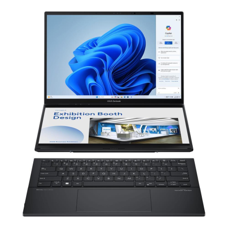 Asus Zenbook Duo UX8406CA-PZ009W | Basalt Gray | 14 " | OLED | Touchscreen | 3K | 2880 x 1800 pixels | Glossy | Intel Core Ultra 9 | 285H | 32 GB | LPDDR5X | Solid-state drive capacity 2000 GB | Intel Arc Graphics | Windows 11 Home | 802.11be | Bluetooth |90NB14X1-M00820