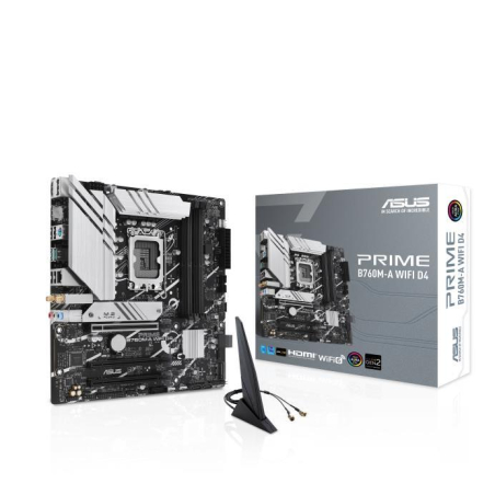 Mainboard|ASUS|Intel B760 Express|LGA1700|Micro-ATX|Memory DDR4|Memory slots 4|3xPCI-Express 4.0 16x|2xM.2|2xHDMI|1xDisplayPort|4xUSB 2.0|2xUSB 3.2|1xPS/2|1xRJ45|3xAudio port|PRIMEB760M-AWIFID4|PRIMEB760M-AWIFID4