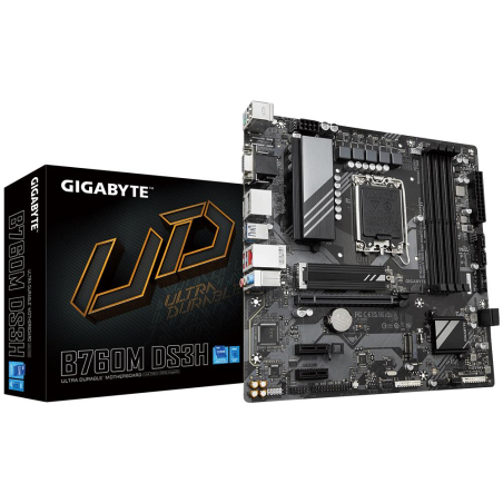 Mainboard|GIGABYTE|Intel B760 Express|LGA1700|Micro-ATX|Memory DDR5|Memory slots 4|2xPCI-Express 3.0 1x|1xPCI-Express 4.0 16x|2xM.2|1x15pin D-sub|1xHDMI|2xDisplayPort|2xUSB 2.0|3xUSB 3.2|1xUSB-C|1xPS/2|1xRJ45|3xAudio port|B760MDS3H|B760MDS3H