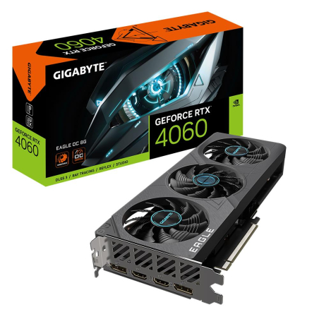 Graphics Card|GIGABYTE|NVIDIA GeForce RTX 4060|8 GB|GDDR6|128 bit|PCIE 4.0 16x|Dual Slot Fansink|2xHDMI|2xDisplayPort|GV-N4060EAGLEOC-8GD|GV-N4060EAGLEOC-8GD