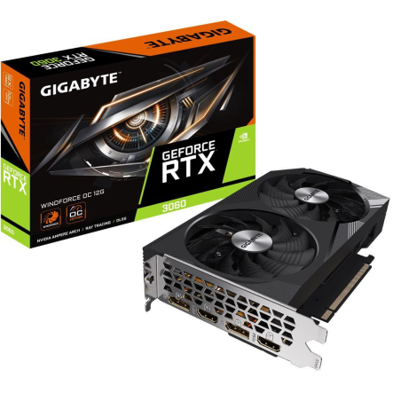 Graphics Card|GIGABYTE|NVIDIA GeForce RTX 3060|12 GB|GDDR6|192 bit|PCIE 4.0 16x|Memory 15000 MHz|GPU 1792 MHz|2xHDMI|2xDisplayPort|GV-N3060WF2OC-12GD2.0|GV-N3060WF2OC-12GD2.0